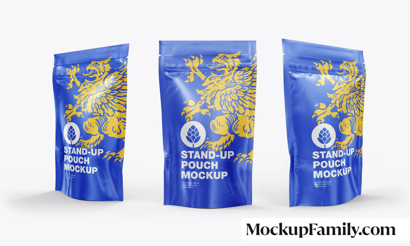Matte Plastic Stand-up Pouches Mockup