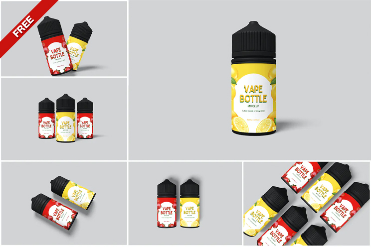 Best 6 Vape Liquid Bottle Mockups Free PSD